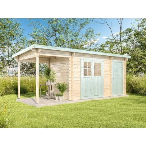 CARLSSON Abri De Jardin Corfou Avec Extension Et Toit En Pente Naturel , 28 Mm Épaisseur Paroi 556 X 224 Cm 3 CARLSSON Abri De Jardin Corfou Avec Extension Et Toit En Pente Naturel , 28 Mm Épaisseur Paroi 556 X 224 Cm