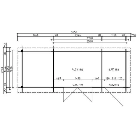 CARLSSON Abri De Jardin Corfou Avec Extension Et Toit En Pente Naturel , 28 Mm Épaisseur Paroi 556 X 224 Cm 4 CARLSSON Abri De Jardin Corfou Avec Extension Et Toit En Pente Naturel , 28 Mm Épaisseur Paroi 556 X 224 Cm – Image 2