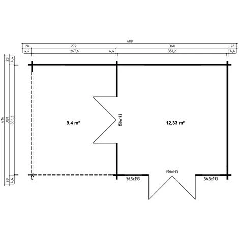 CARLSSON Abri De Jardin Corse Avec Toit Plat 44 ISO Naturel , Mm Épaisseur Paroi 688 X 416 Cm - Sans Traitement De Couleur 4 CARLSSON Abri De Jardin Corse Avec Toit Plat 44 ISO Naturel , Mm Épaisseur Paroi 688 X 416 Cm - Sans Traitement De Couleur – Image 2