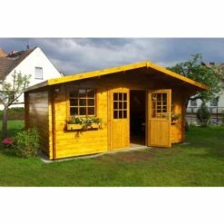 ALPHOLZ Abri De Jardin Caroline-44 B ISO Naturel , 44 Mm Épaisseur Paroi 546 X 478 Cm - Sans Traitement De Couleur