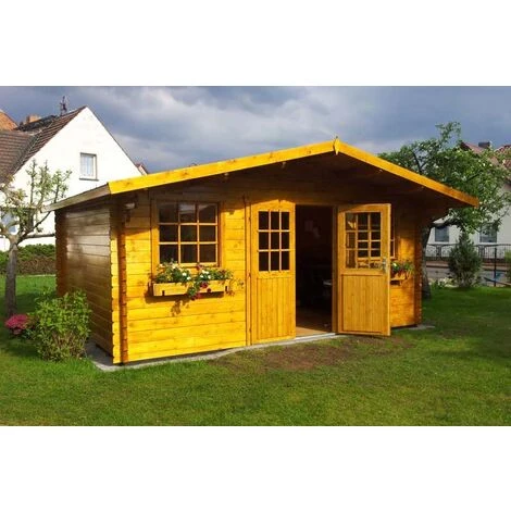 ALPHOLZ Abri De Jardin Caroline-44 B ISO Naturel , 44 Mm Épaisseur Paroi 546 X 478 Cm - Sans Traitement De Couleur 3 ALPHOLZ Abri De Jardin Caroline-44 B ISO Naturel , 44 Mm Épaisseur Paroi 546 X 478 Cm - Sans Traitement De Couleur