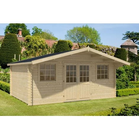 ALPHOLZ Abri De Jardin Caroline-44 B ISO Naturel , 44 Mm Épaisseur Paroi 546 X 478 Cm - Sans Traitement De Couleur 4 ALPHOLZ Abri De Jardin Caroline-44 B ISO Naturel , 44 Mm Épaisseur Paroi 546 X 478 Cm - Sans Traitement De Couleur – Image 2