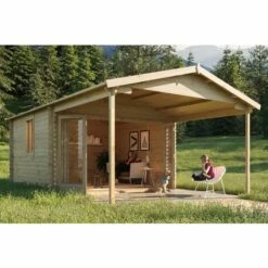 ALPHOLZ Abri De Jardin Spessart ISO Naturel , 44 Mm Épaisseur Paroi 390 X 674 Cm - Sans Traitement De Couleur -France Abri de jardin Soldes Boutique 51421043 3