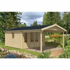 ALPHOLZ Abri De Jardin Spessart ISO Naturel , 44 Mm Épaisseur Paroi 390 X 674 Cm - Sans Traitement De Couleur -France Abri de jardin Soldes Boutique 51421043 4