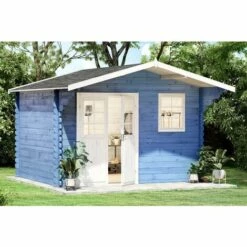 ALPHOLZ Abri De Jardin Erki-44 A ISO Naturel , 44 Mm Épaisseur Paroi 394 X 440 Cm - Sans Traitement De Couleur