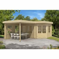 ALPHOLZ Abri De Jardin Pentagonal Pepe Naturel , 28 Mm Épaisseur Paroi 618 X 462 Cm - Sans Traitement De Couleur -France Abri de jardin Soldes Boutique 51421054 3