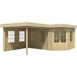 ALPHOLZ Abri De Jardin Pentagonal Pepe Naturel , 28 Mm Épaisseur Paroi 618 X 462 Cm - Sans Traitement De Couleur -France Abri de jardin Soldes Boutique 51421054 5