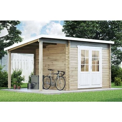 ALPHOLZ Abri De Jardin Maria Toit En Pente Naturel , 28 Mm Épaisseur Paroi 450 X 275 Cm - Sans Traitement De Couleur 3 ALPHOLZ Abri De Jardin Maria Toit En Pente Naturel , 28 Mm Épaisseur Paroi 450 X 275 Cm - Sans Traitement De Couleur