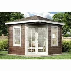 ALPHOLZ Abri De Jardin Pentagonal Victor-B 44 Iso Naturel , Mm Épaisseur Paroi 322 X Cm -France Abri de jardin Soldes Boutique 51421068 4