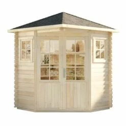 ALPHOLZ Abri De Jardin Pentagonal Sunny-A Naturel , 28 Mm Épaisseur Paroi 225 X Cm - Sans Traitement De Couleur -France Abri de jardin Soldes Boutique 51421071 3