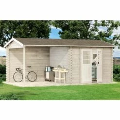 ALPHOLZ Abri De Jardin Max-44 ISO Naturel , 44 Mm Épaisseur Paroi 596 X 315 Cm - Sans Traitement De Couleur