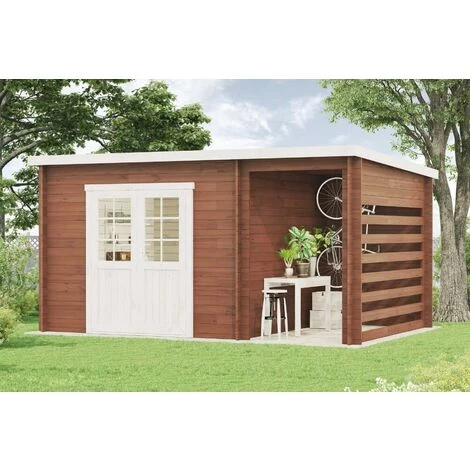 ALPHOLZ Abri De Jardin Toit En Pente Maria-28 Compact Naturel , 28 Mm Épaisseur Paroi 450 X 325 Cm - Sans Traitement De Couleur 3 ALPHOLZ Abri De Jardin Toit En Pente Maria-28 Compact Naturel , 28 Mm Épaisseur Paroi 450 X 325 Cm - Sans Traitement De Couleur