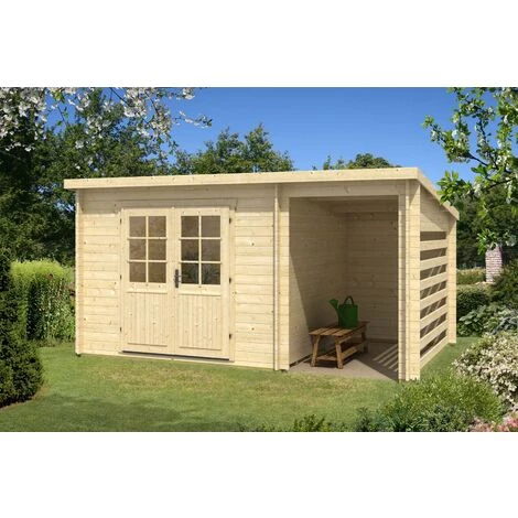 ALPHOLZ Abri De Jardin Toit En Pente Maria-28 Compact Naturel , 28 Mm Épaisseur Paroi 450 X 325 Cm - Sans Traitement De Couleur 4 ALPHOLZ Abri De Jardin Toit En Pente Maria-28 Compact Naturel , 28 Mm Épaisseur Paroi 450 X 325 Cm - Sans Traitement De Couleur – Image 2