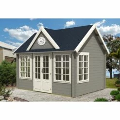 ALPHOLZ Abri De Jardin Clockhouse-44 Royal ISO Naturel , 44 Mm Épaisseur Paroi 440 X 340 Cm - Sans Traitement De Couleur -France Abri de jardin Soldes Boutique 51421076 3