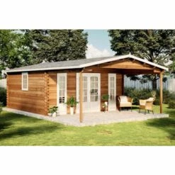 ALPHOLZ Abri De Jardin Nyborg-44 ISO Naturel , 44 Mm Épaisseur Paroi 510 X 796 Cm - Sans Traitement De Couleur