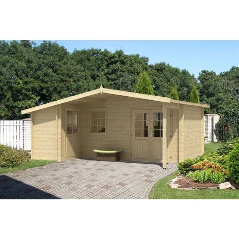 ALPHOLZ Abri De Jardin Nordkapp-40 B Naturel , 40 Mm Épaisseur Paroi 558 X 468 Cm - Sans Traitement De Couleur 5 ALPHOLZ Abri De Jardin Nordkapp-40 B Naturel , 40 Mm Épaisseur Paroi 558 X 468 Cm - Sans Traitement De Couleur – Image 3