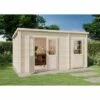 ALPHOLZ Poolhouse - Abri De Jardin Maria Toit Monopente Avec Annexe Naturel , 28 Mm Épaisseur Paroi 450 X 279 Cm - Sans Traitement De Couleur -France Abri de jardin Soldes Boutique 51421083 1