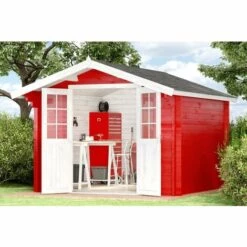 ALPHOLZ Abri De Jardin Anna-44 ISO Naturel , 44 Mm Épaisseur Paroi 330 X 390 Cm - Sans Traitement De Couleur -France Abri de jardin Soldes Boutique 51421084 3