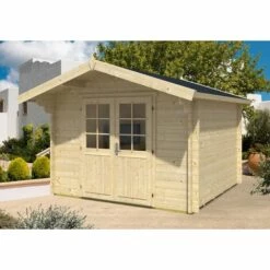 ALPHOLZ Abri De Jardin Anna-44 ISO Naturel , 44 Mm Épaisseur Paroi 330 X 390 Cm - Sans Traitement De Couleur -France Abri de jardin Soldes Boutique 51421084 4