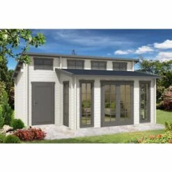 CARLSSON Abri De Jardin Lausitz ISO Avec Annexe Naturel , 40 Mm Épaisseur Paroi 590 X 477 Cm - Sans Traitement De Couleur -France Abri de jardin Soldes Boutique 51421100 3