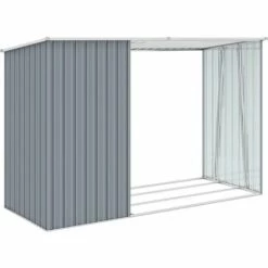 YOUTHUP Abri à Bois De Jardin Gris 245x98x159 Cm Acier Galvanisé - Gris -France Abri de jardin Soldes Boutique 51873728 4
