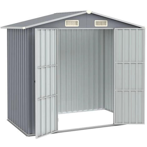 YOUTHUP Abri De Jardin Gris 205x129x183 Cm Acier Galvanisé - Gris 4 YOUTHUP Abri De Jardin Gris 205x129x183 Cm Acier Galvanisé - Gris – Image 2