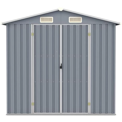 YOUTHUP Abri De Jardin Gris 205x129x183 Cm Acier Galvanisé - Gris 5 YOUTHUP Abri De Jardin Gris 205x129x183 Cm Acier Galvanisé - Gris – Image 3