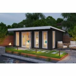 Abri De Jardin Lasita Maja Barbade 6 ISO Gris Peinture Protection Contre Les Intempéries, 44 Mm Épaisseur Paroi 629 X 469 Cm - Gris -France Abri de jardin Soldes Boutique 51905018 3