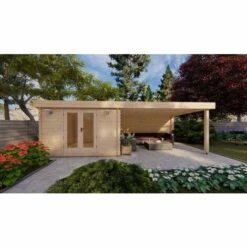 CARLSSON Abri De Jardin Eric Marron Imprégné, 28 Mm Épaisseur Paroi 756 X 350 Cm - Marron