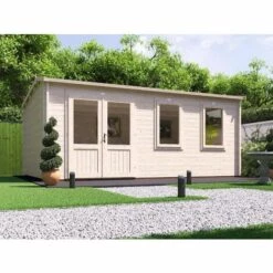 DUNSTER HOUSE LTD. Abri De Jardin Modetro Naturel , 45 Mm Épaisseur Paroi 600 X 378 Cm - Sans Traitement De Couleur