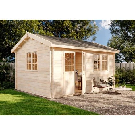 ALPHOLZ Abri De Jardin Collin ISO Premium Marron Imprégné, 70 Mm Épaisseur Paroi 498 X 418 Cm - Marron 4 ALPHOLZ Abri De Jardin Collin ISO Premium Marron Imprégné, 70 Mm Épaisseur Paroi 498 X 418 Cm - Marron – Image 2