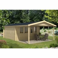 ALPHOLZ Abri De Jardin Jakob-44 ISO Marron Imprégné, 44 Mm Épaisseur Paroi 472 X 747 Cm - Marron