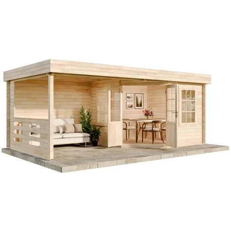 CARLSSON Abri De Jardin Hanna-40 Marron Imprégné, 40 Mm Épaisseur Paroi 602 X 324 Cm - Marron 5 CARLSSON Abri De Jardin Hanna-40 Marron Imprégné, 40 Mm Épaisseur Paroi 602 X 324 Cm - Marron – Image 3