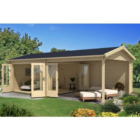 ALPHOLZ Abri De Jardin Fribourg-44 ISO Naturel , 44 Mm Épaisseur Paroi 756 X 399 Cm - Sans Traitement De Couleur 4 ALPHOLZ Abri De Jardin Fribourg-44 ISO Naturel , 44 Mm Épaisseur Paroi 756 X 399 Cm - Sans Traitement De Couleur – Image 2