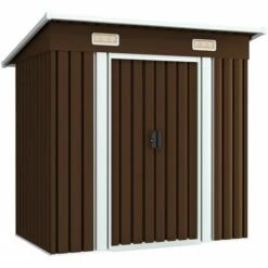 Topdeal Abri De Stockage Pour Jardin Marron 194x121x181 Cm Acier