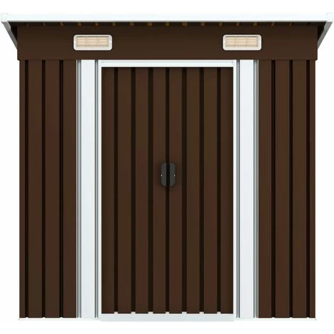 Topdeal Abri De Stockage Pour Jardin Marron 194x121x181 Cm Acier 6 Topdeal Abri De Stockage Pour Jardin Marron 194x121x181 Cm Acier – Image 4