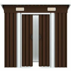 Topdeal Abri De Stockage Pour Jardin Marron 194x121x181 Cm Acier 11 Topdeal Abri De Stockage Pour Jardin Marron 194x121x181 Cm Acier -France Abri de jardin Soldes Boutique 52091743 5