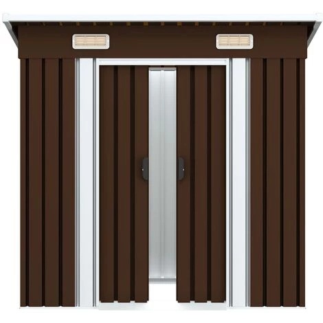 Topdeal Abri De Stockage Pour Jardin Marron 194x121x181 Cm Acier 7 Topdeal Abri De Stockage Pour Jardin Marron 194x121x181 Cm Acier – Image 5