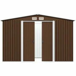 Topdeal Abri De Stockage Pour Jardin Marron 257x205x178 Cm Acier -France Abri de jardin Soldes Boutique 52091744 5