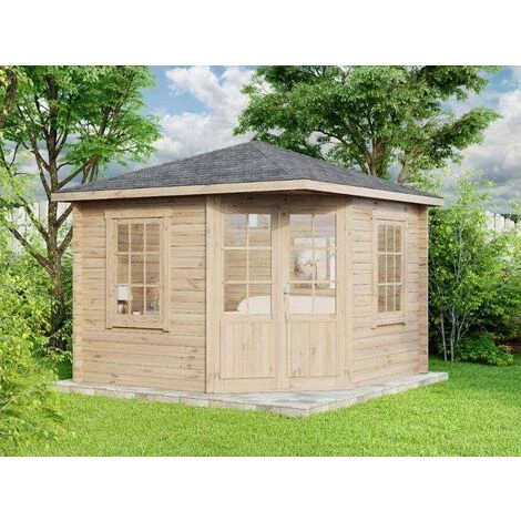 ALPHOLZ Abri De Jardin Pentagonal Monica Naturel , 28 Mm Épaisseur Paroi 325 X Cm - Sans Traitement De Couleur 4 ALPHOLZ Abri De Jardin Pentagonal Monica Naturel , 28 Mm Épaisseur Paroi 325 X Cm - Sans Traitement De Couleur – Image 2