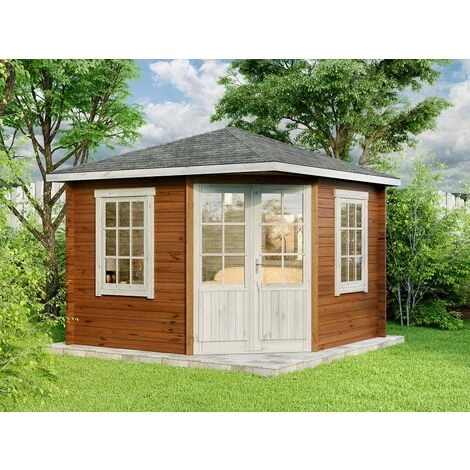 ALPHOLZ Abri De Jardin Pentagonal Monica Naturel , 28 Mm Épaisseur Paroi 325 X Cm - Sans Traitement De Couleur 5 ALPHOLZ Abri De Jardin Pentagonal Monica Naturel , 28 Mm Épaisseur Paroi 325 X Cm - Sans Traitement De Couleur – Image 3