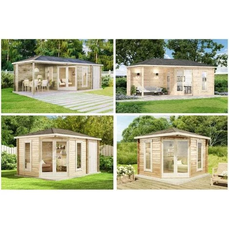 ALPHOLZ Abri De Jardin Pentagonal Liwa Naturel , 28 Mm Épaisseur Paroi 608 X 312 Cm - Sans Traitement De Couleur 6 ALPHOLZ Abri De Jardin Pentagonal Liwa Naturel , 28 Mm Épaisseur Paroi 608 X 312 Cm - Sans Traitement De Couleur – Image 4