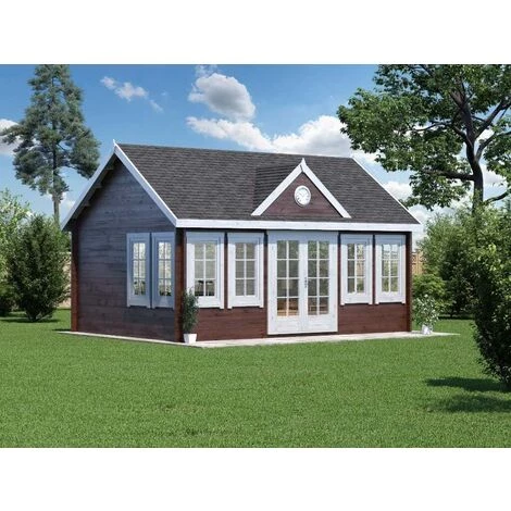 ALPHOLZ Chalet De Jardin Clockhouse-XL Naturel , 44 Mm Épaisseur Paroi 570 X 420 Cm - Sans Traitement De Couleur 4 ALPHOLZ Chalet De Jardin Clockhouse-XL Naturel , 44 Mm Épaisseur Paroi 570 X 420 Cm - Sans Traitement De Couleur – Image 2