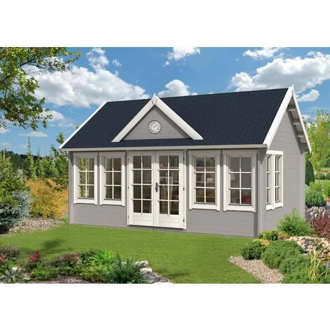 ALPHOLZ Chalet De Jardin Clockhouse-XL Naturel , 44 Mm Épaisseur Paroi 570 X 420 Cm - Sans Traitement De Couleur 5 ALPHOLZ Chalet De Jardin Clockhouse-XL Naturel , 44 Mm Épaisseur Paroi 570 X 420 Cm - Sans Traitement De Couleur – Image 3