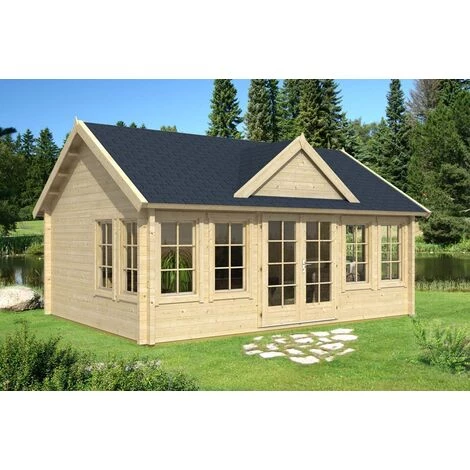 ALPHOLZ Chalet De Jardin Clockhouse-XL Naturel , 44 Mm Épaisseur Paroi 570 X 420 Cm - Sans Traitement De Couleur 6 ALPHOLZ Chalet De Jardin Clockhouse-XL Naturel , 44 Mm Épaisseur Paroi 570 X 420 Cm - Sans Traitement De Couleur – Image 4