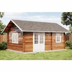 ALPHOLZ Chalet De Jardin Arizona ISO Naturel , 44 Mm Épaisseur Paroi 678 X 490 Cm - Sans Traitement De Couleur