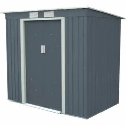 GARDIUN Abri De Jardin En Métal Buckingham - 2,43 M² Ext. 121x201x176 Cm Acier Galvanisé Anthracite