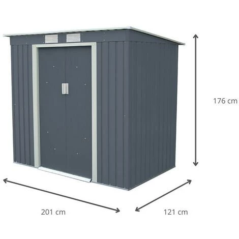 GARDIUN Abri De Jardin En Métal Buckingham - 2,43 M² Ext. 121x201x176 Cm Acier Galvanisé Anthracite 5 GARDIUN Abri De Jardin En Métal Buckingham - 2,43 M² Ext. 121x201x176 Cm Acier Galvanisé Anthracite – Image 3