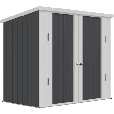 Outsunny Abri De Jardin - Remise Pour Outils - Cabanon Portes Verrouillables - Dim. 147L X 86l X 134H Cm - Tôle D'acier Gris Blanc - Gris 3 Outsunny Abri De Jardin - Remise Pour Outils - Cabanon Portes Verrouillables - Dim. 147L X 86l X 134H Cm - Tôle D'acier Gris Blanc - Gris