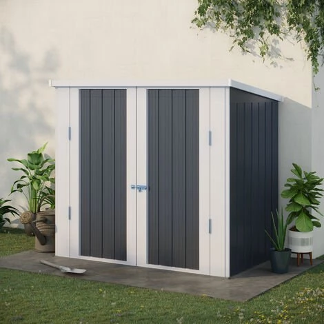 Outsunny Abri De Jardin - Remise Pour Outils - Cabanon Portes Verrouillables - Dim. 147L X 86l X 134H Cm - Tôle D'acier Gris Blanc - Gris 4 Outsunny Abri De Jardin - Remise Pour Outils - Cabanon Portes Verrouillables - Dim. 147L X 86l X 134H Cm - Tôle D'acier Gris Blanc - Gris – Image 2